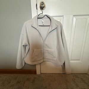 Fabletics Light Gray Fleece Jacket
